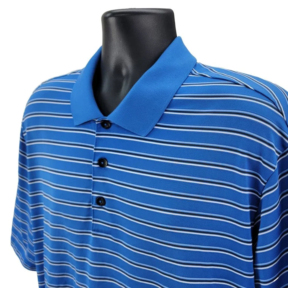 Adidas Golf Polo Shirt Men’s XL Blue Striped Short Sleeve CLIMACOOL‎ Performance